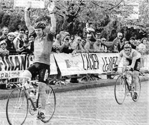 Paul winning the first stage from Pascal Lance (Fr)